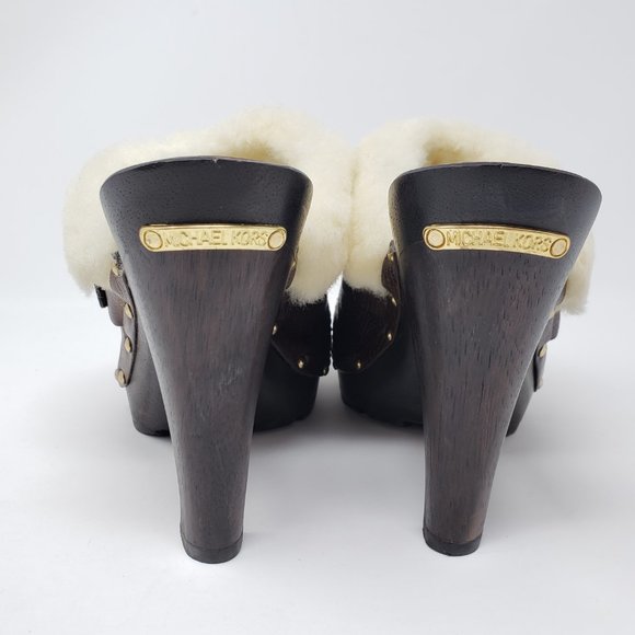 Michael Kors Brown Shearling Clogs - Picture 7 of 12